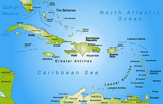 Carribean Islands Map - SNG Propane Air to LNG Switching
