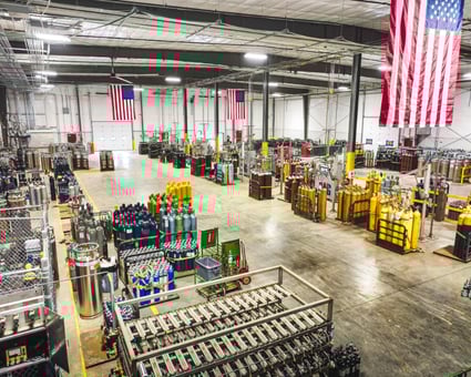 Automated gas cylinder filling plant interior