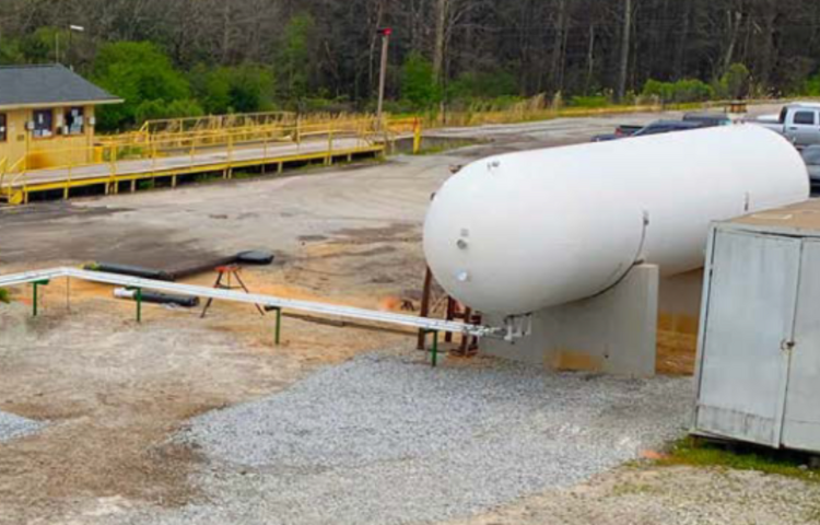 Propane storage tank installation at project site