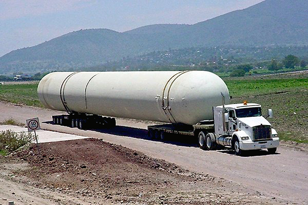 LPG Storage Bullet Being Trucked to Location