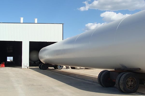 NGL Storage Vessel Fabrication - Tank Coming Out of Blast & Paint