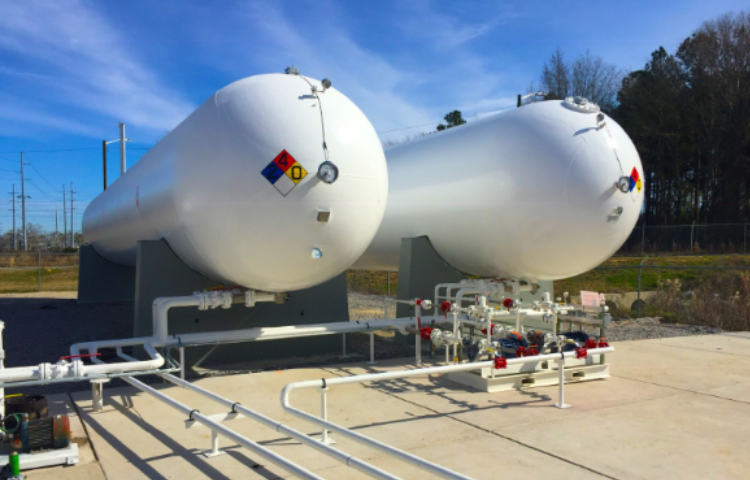 Propane storage tanks being installed